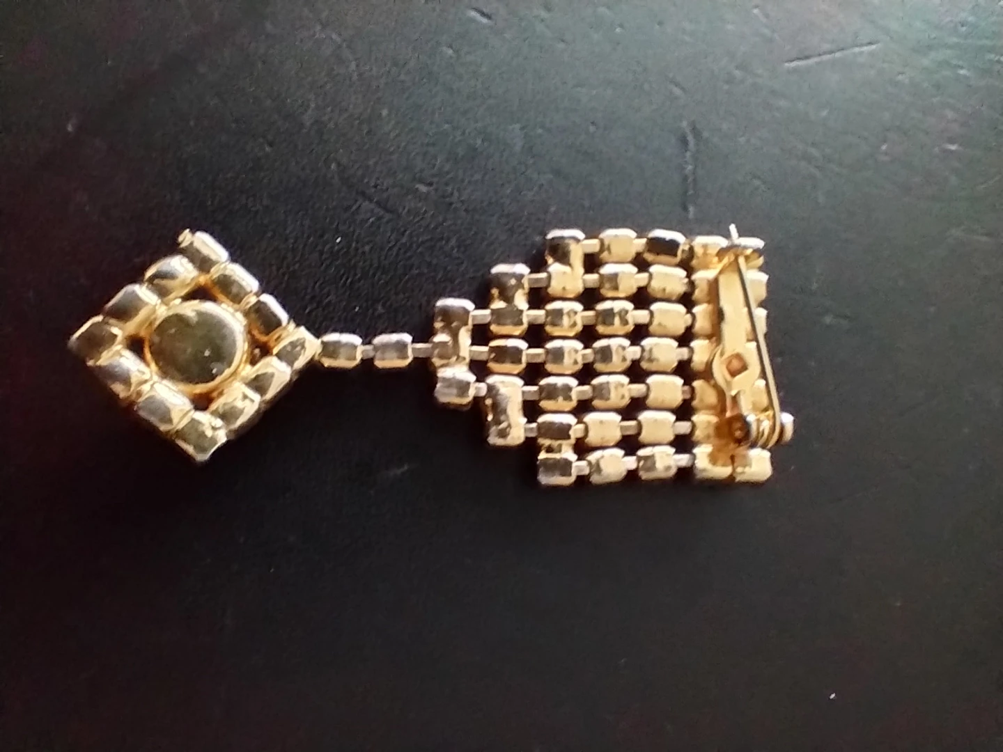 Vintage Green Rhinestone Brooch Pin - photo 2
