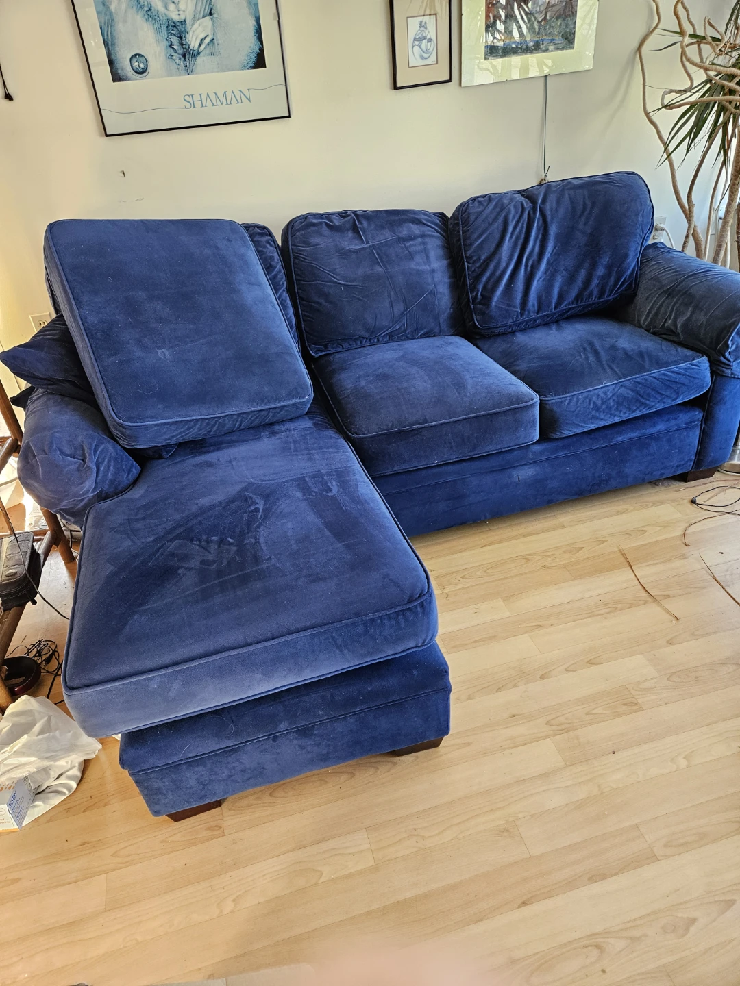 Blue Velvet Sectional Sofa
