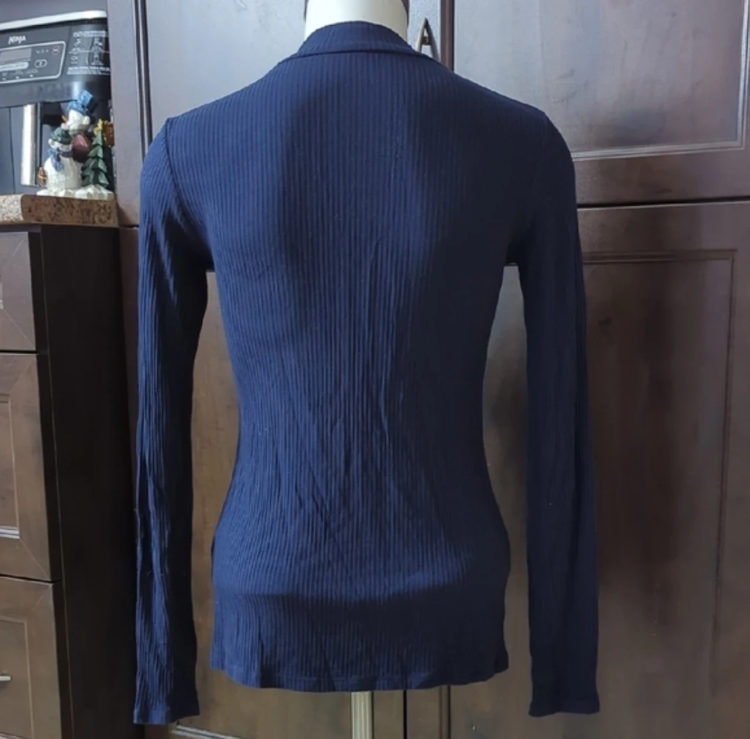 Twik Exclusivite Simons Navy Mock Neck Long Sleeve Top P/S - photo 3