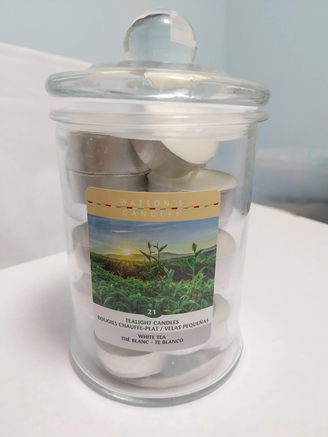 🏆 Watson's Tealight Candles - White Tea Scent (21 Count)