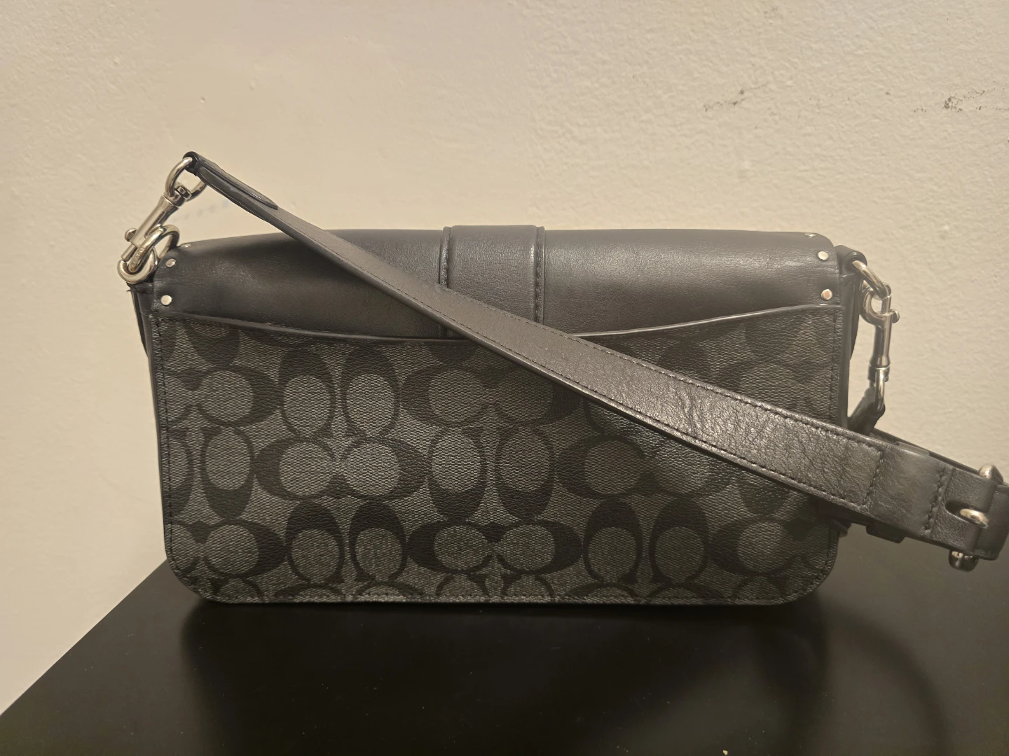 Black leather studded coach purse - photo 2