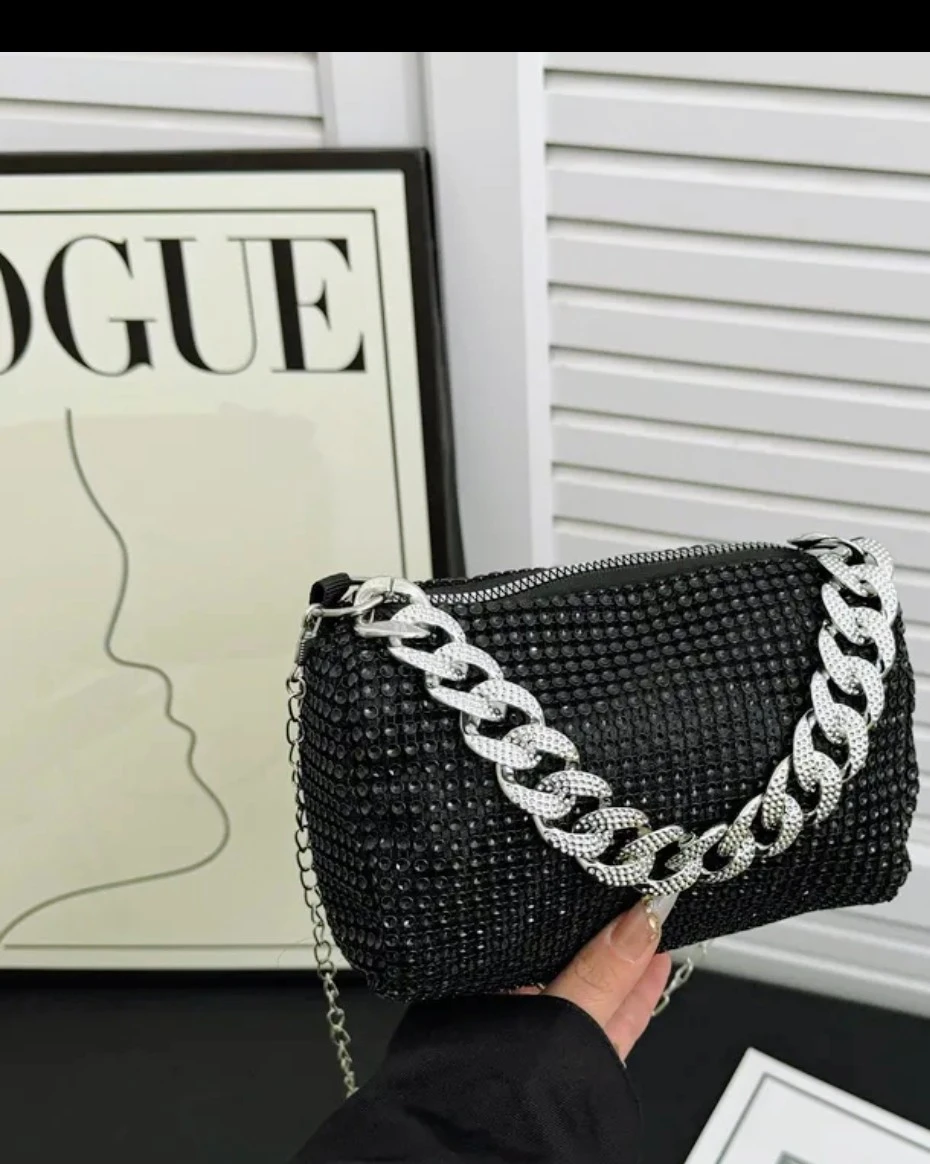 Rhinestone Chain Crossbody Bag