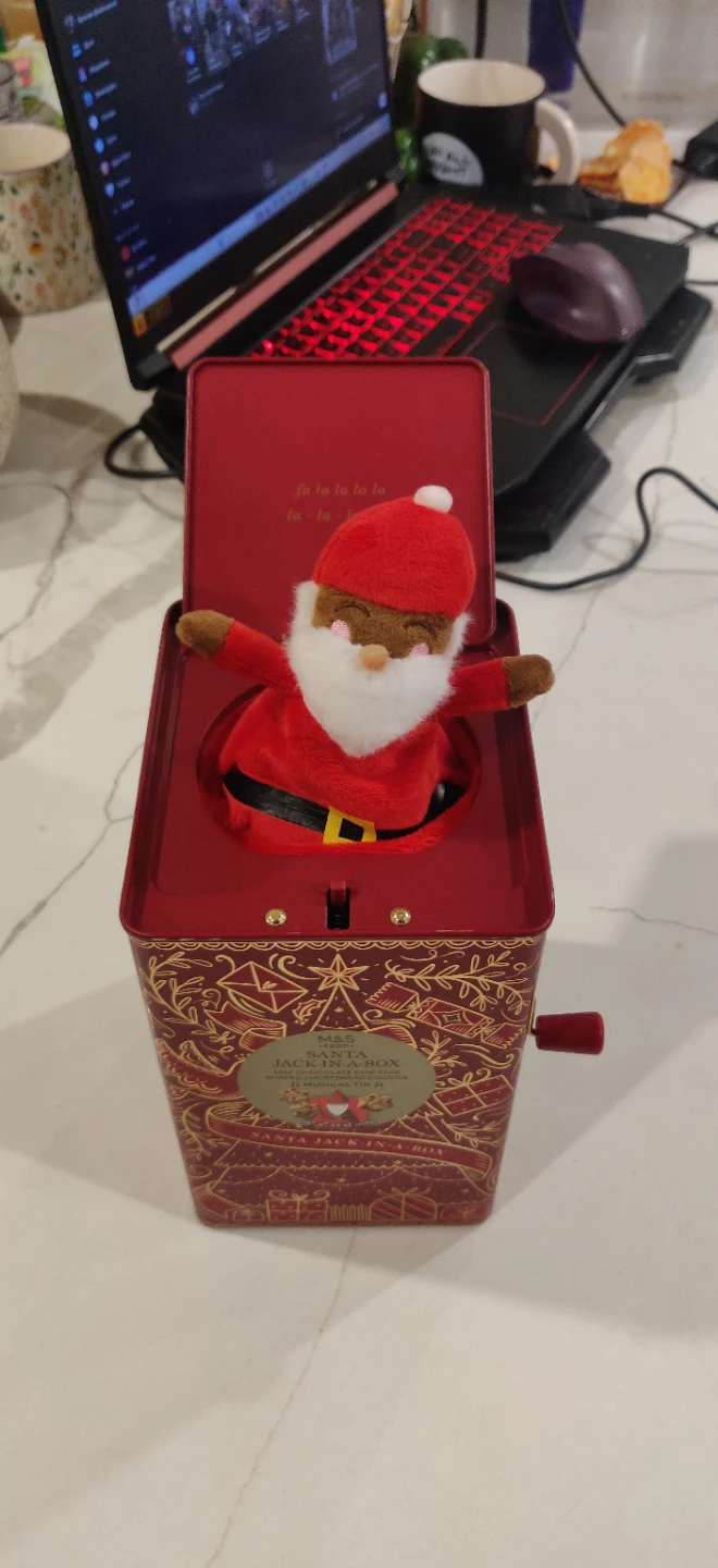 Rare M&S Santa Jack-In-A-Box Mini Chocolate Chip Cookies Tin 🥕