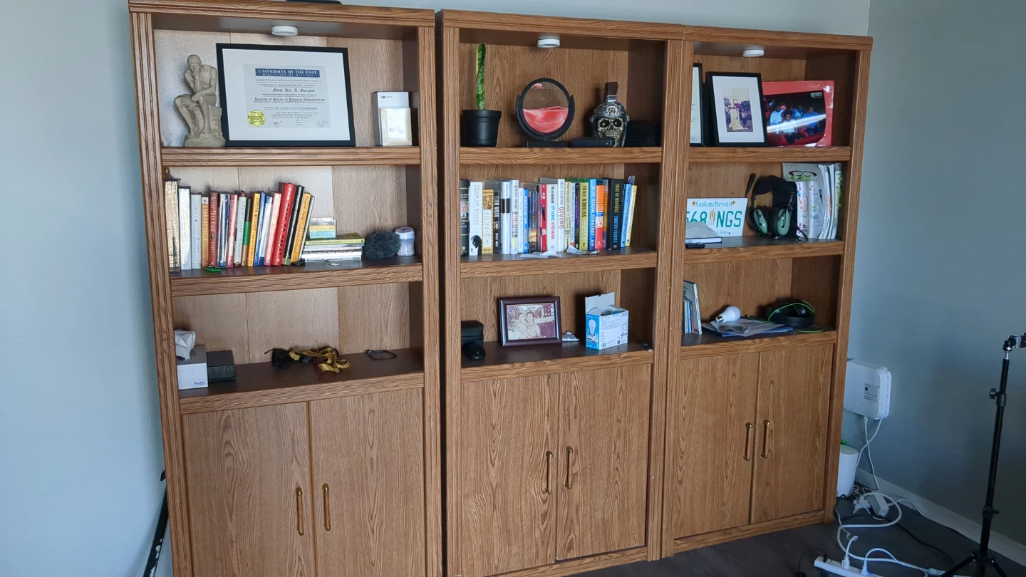 Wood Bookshelf Unit with Lights