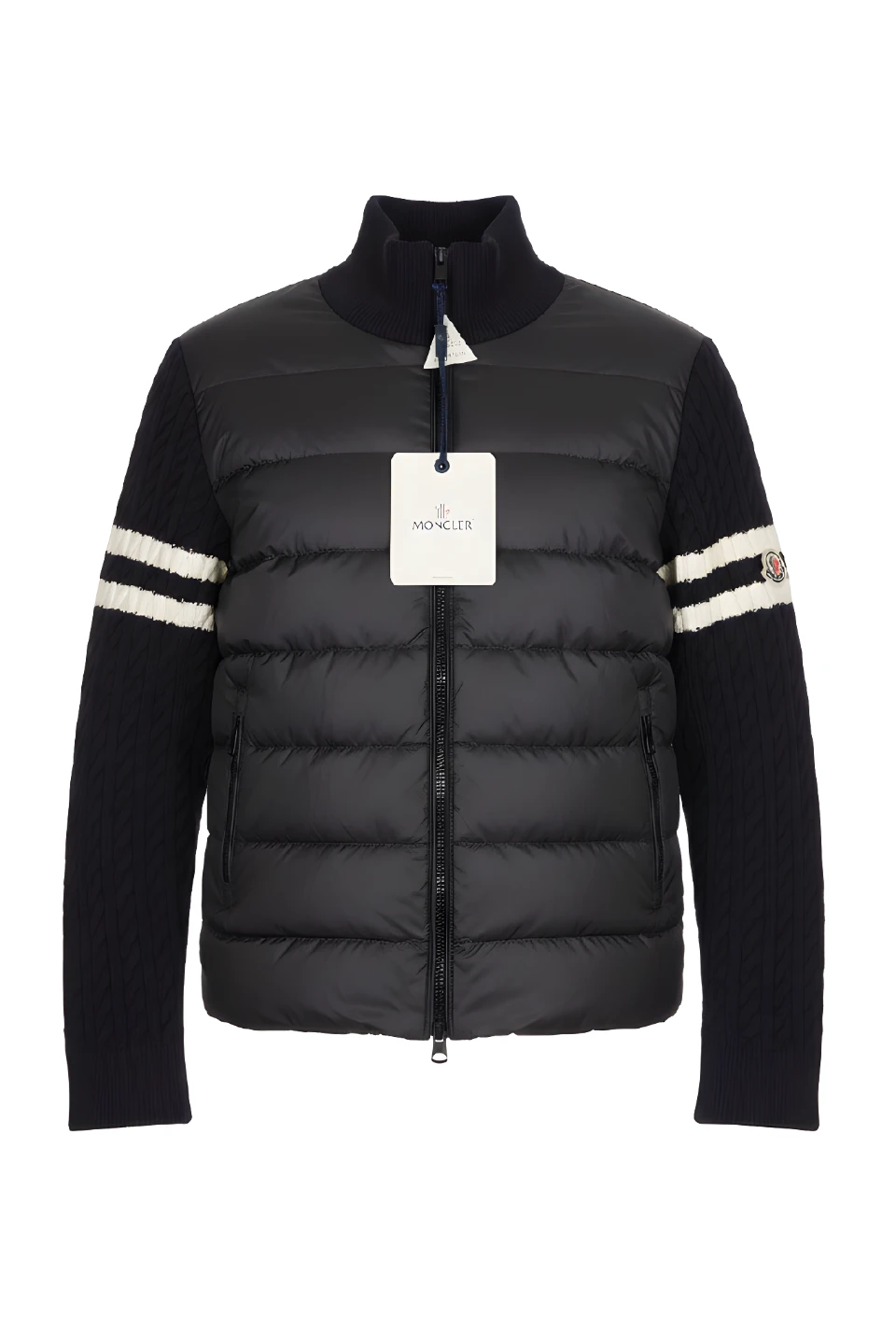 Moncler Down Jacket with Cable Knit Sleeves & Back