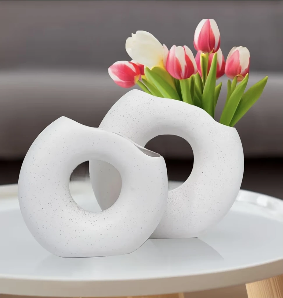 🥕White Ceramic Vase set of 2 - photo 2