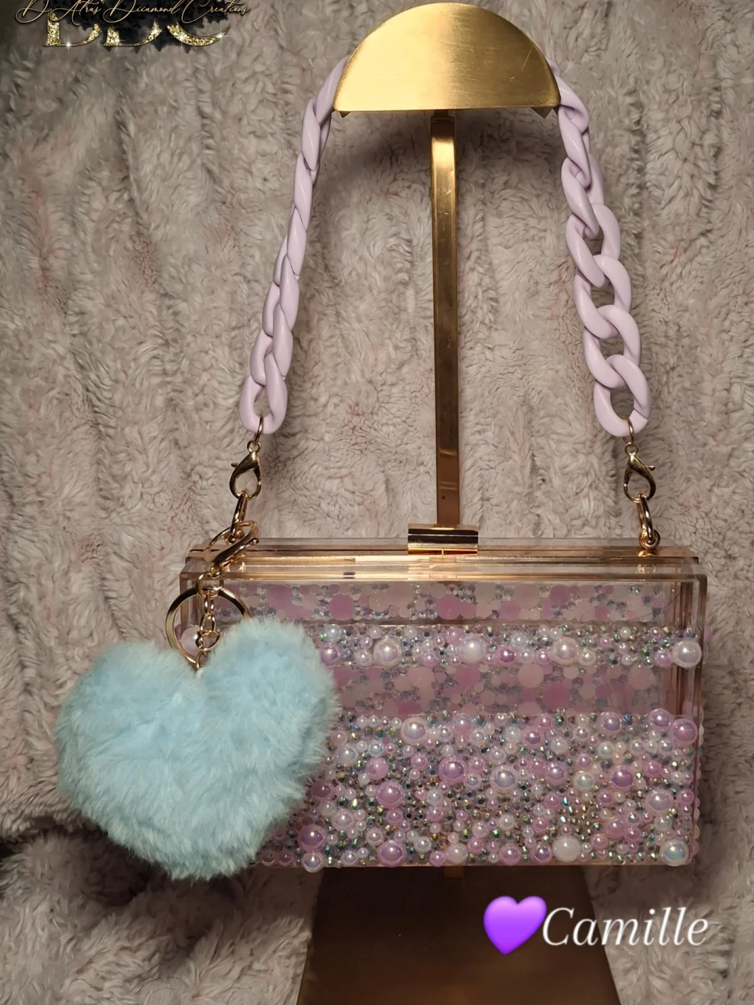 Hand Designed Clutch with Pearls and Heart Charm - photo 2