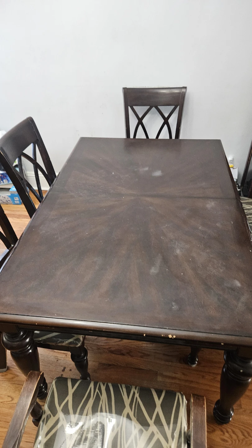 Dark Wood Dining Table and Chairs Set