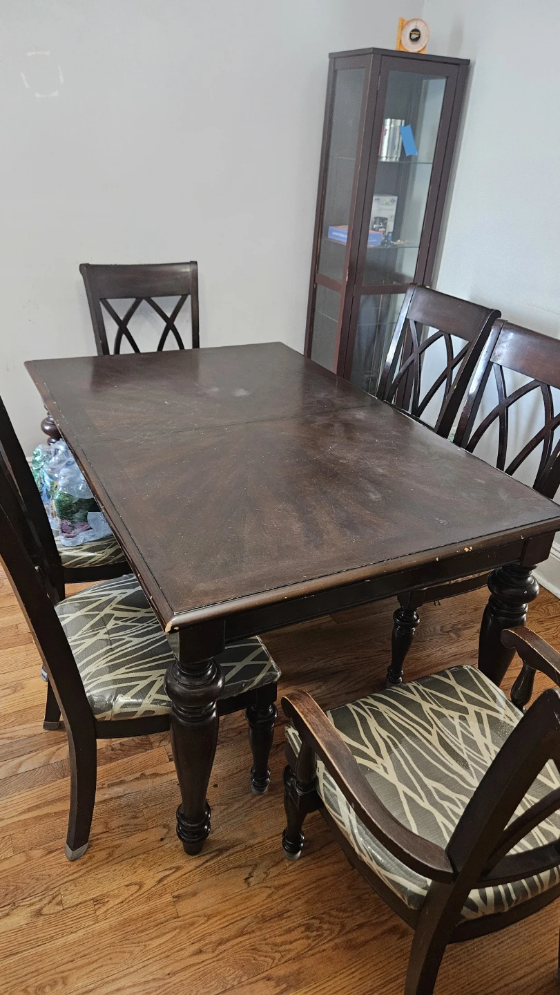 Dark Wood Dining Table and Chairs Set - photo 3