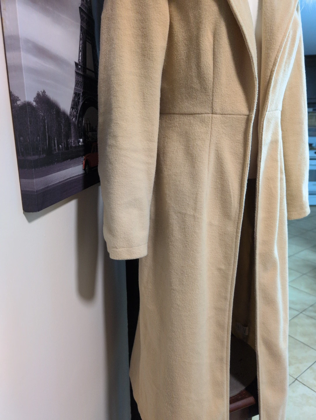 Women's Tan Long Coat with Faux Fur Collar - photo 2