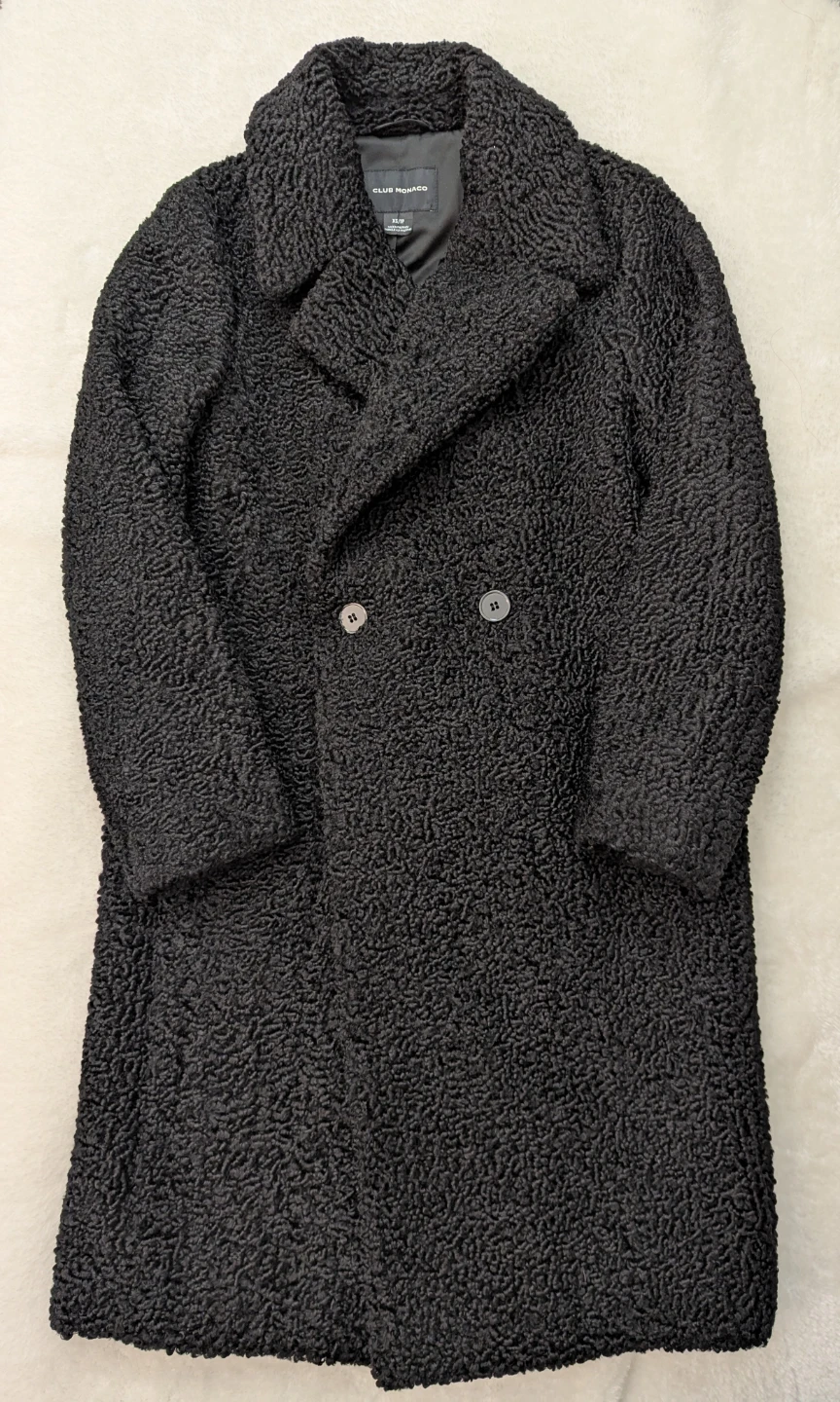 Club Monaco Black Faux Shearling Coat - XS