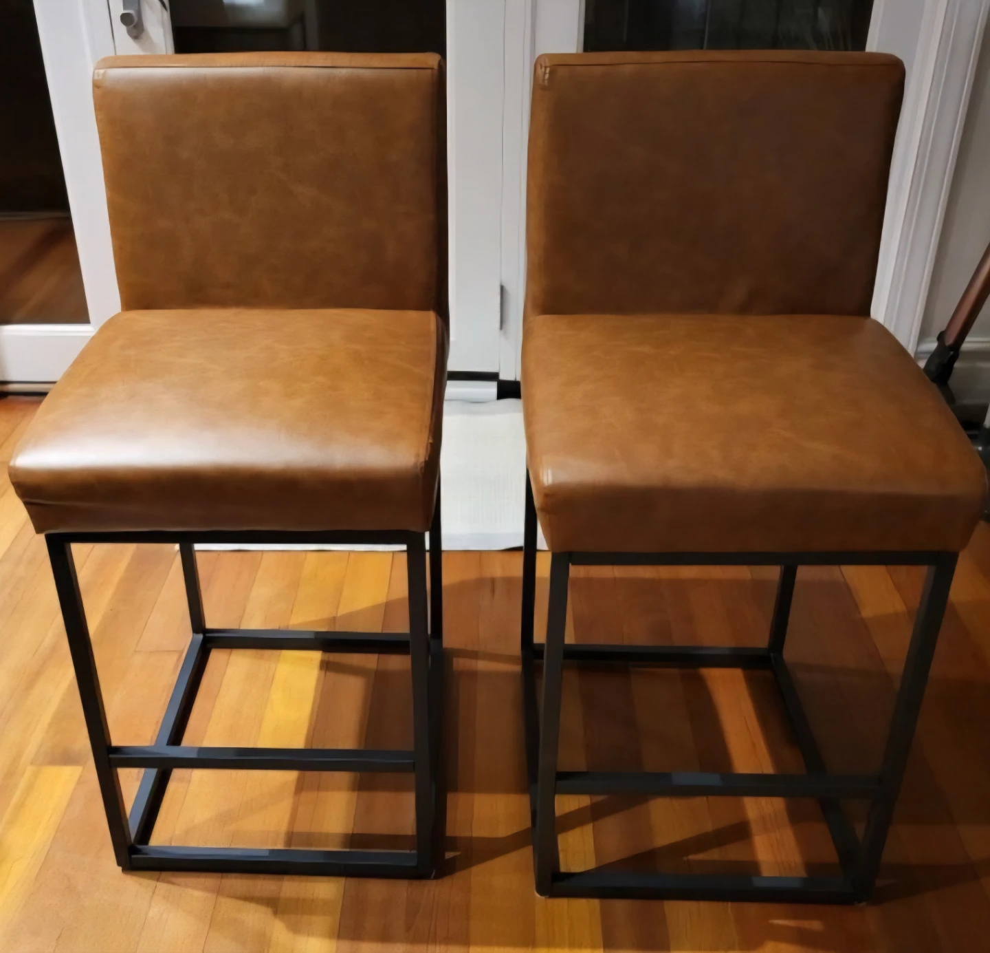 Brown Faux Leather Counter Height Chair (Set of 2)