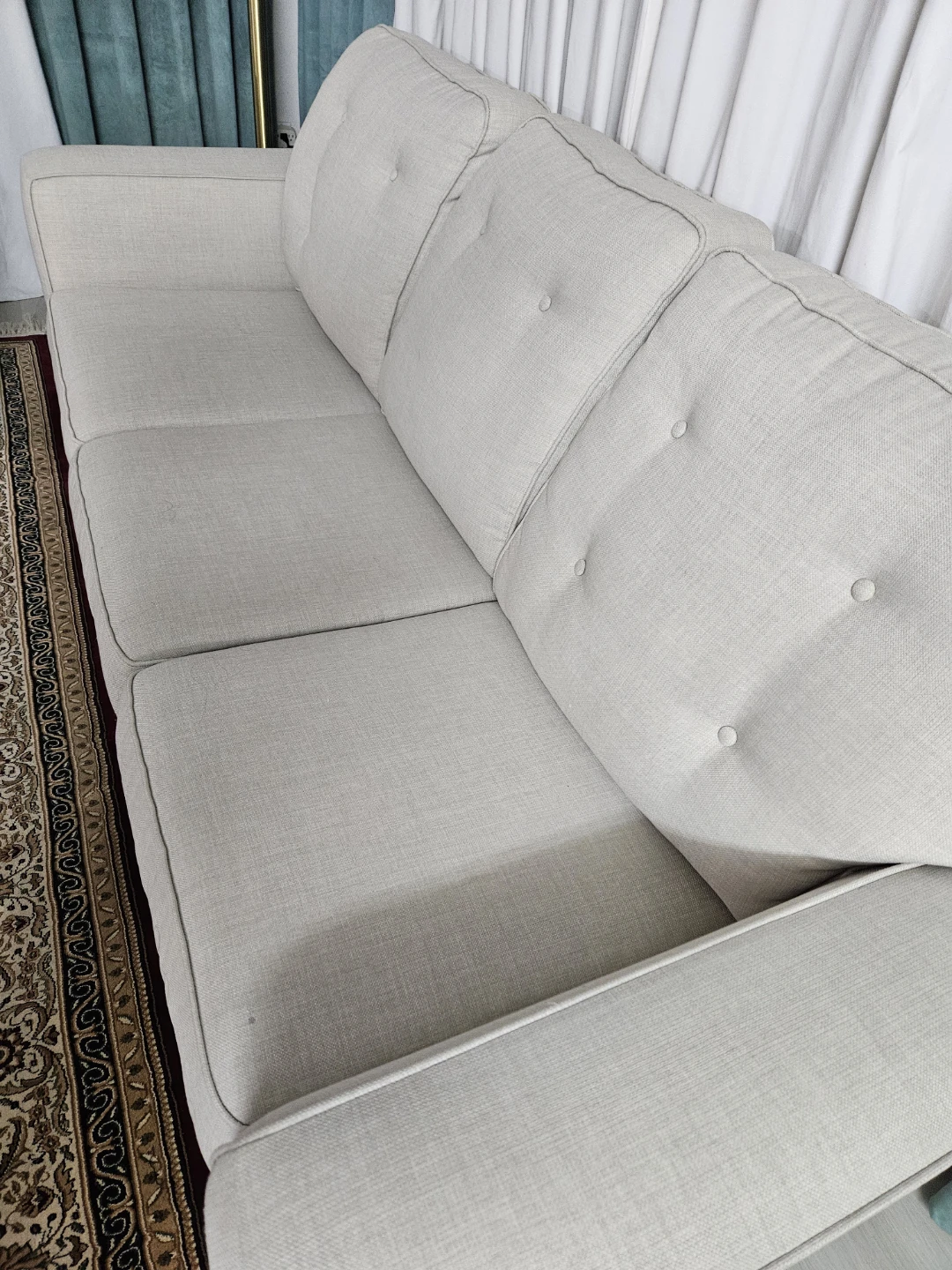 Light Beige 3-Seater Sofa - photo 2
