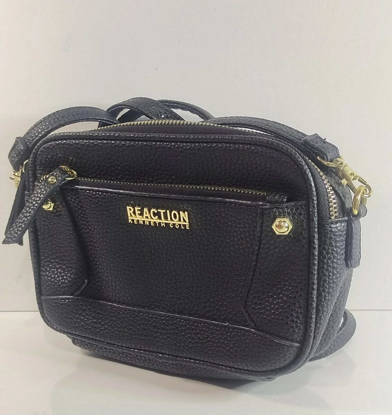 Reaction Kenneth Cole Black Faux Leather Crossbody Bag