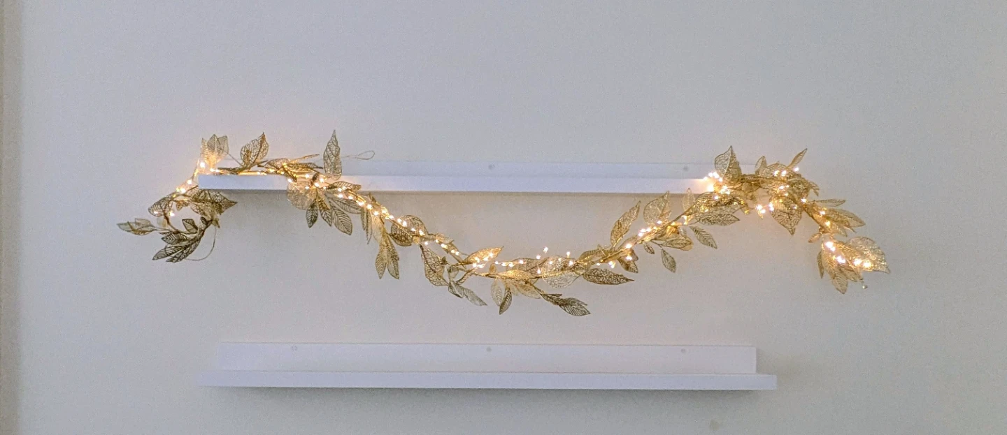 Gold Leaf String Garland with lights