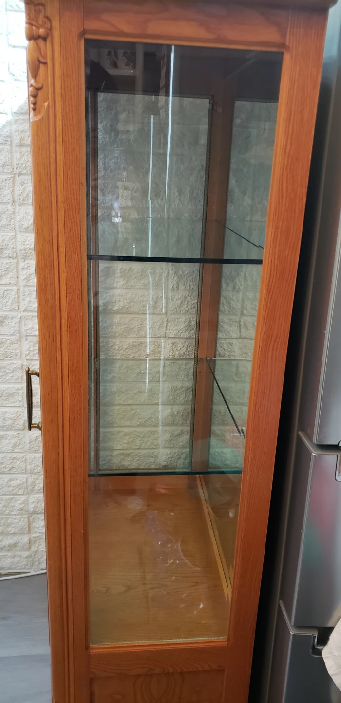 Oak Display Cabinet with Glass Door and Drawer - photo 2
