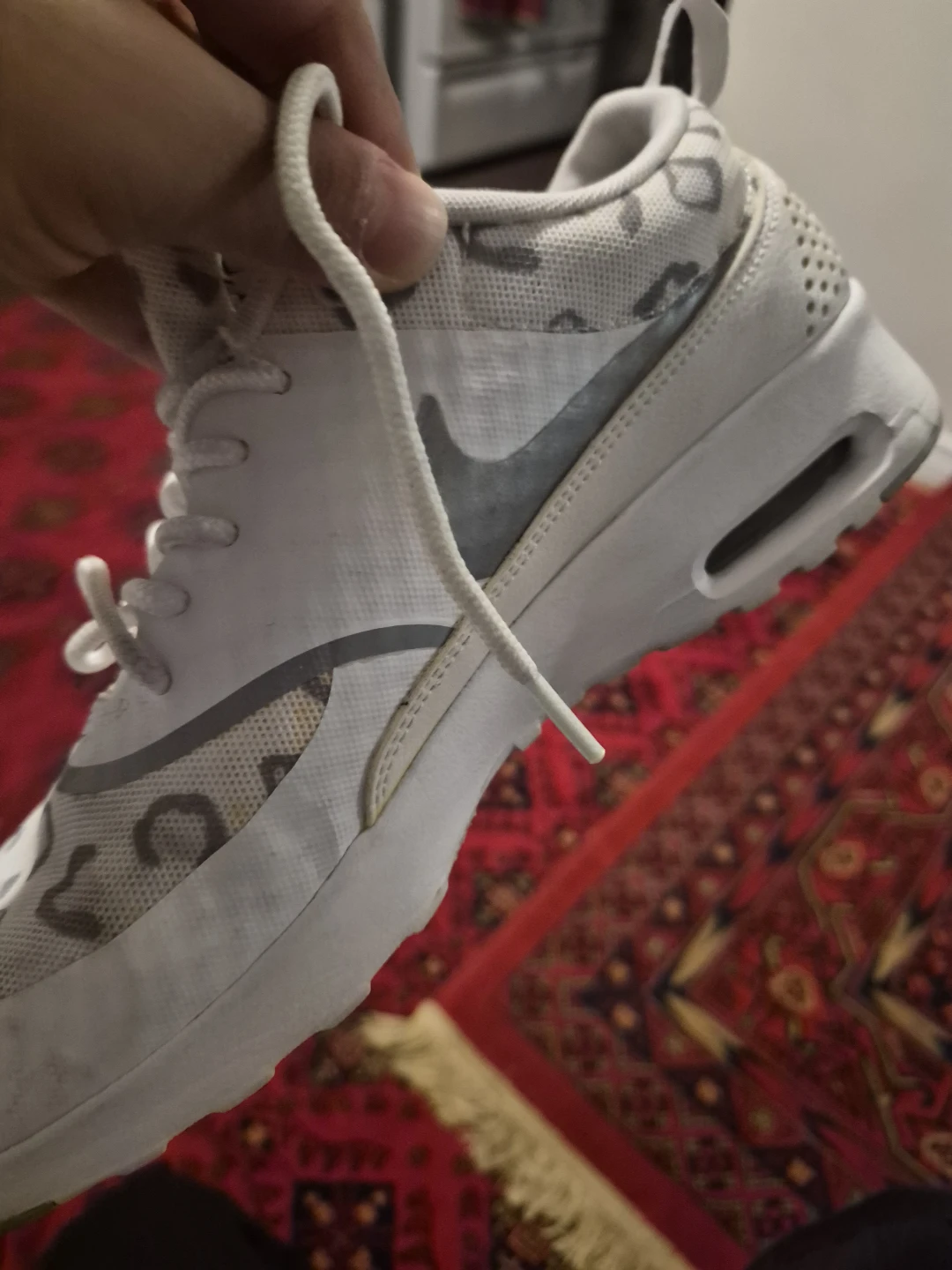 Nike Women's White Leopard Print Air Max Thea Sneakers
