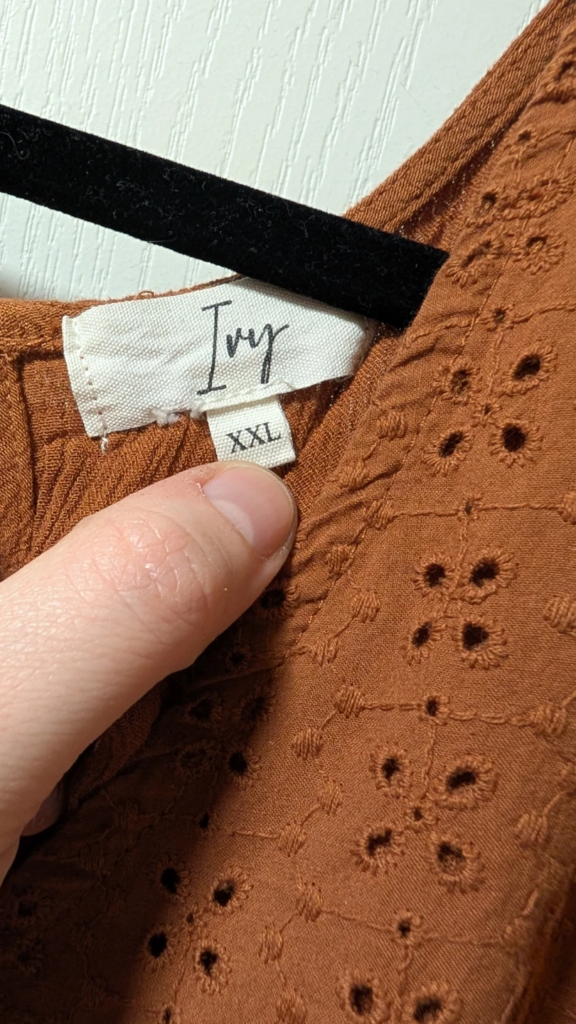 Ivy Women's Rust Eyelet Detail Dress XXL - photo 2