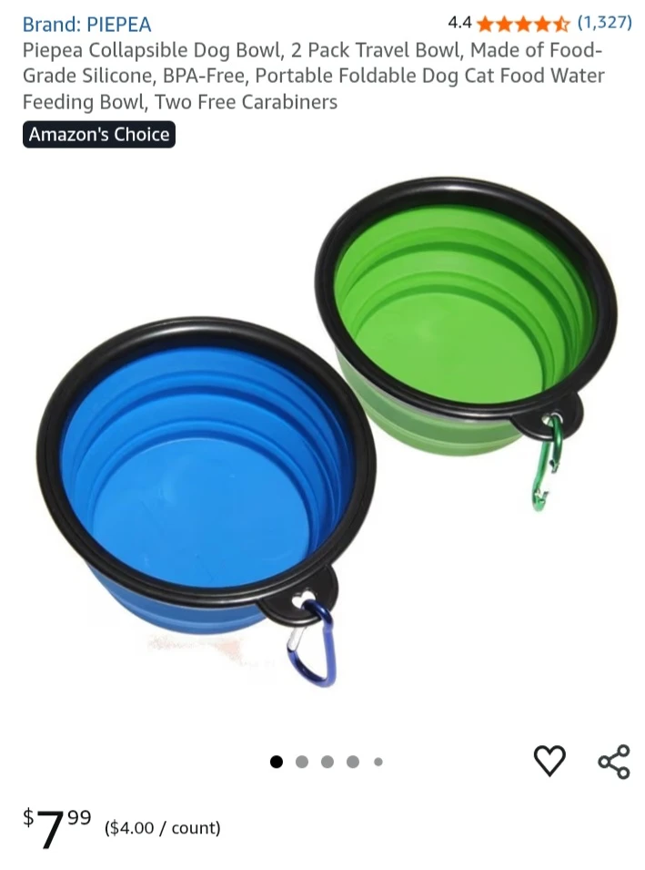 NEW!  Collapsible Dog Bowl - 2 Pack Travel Food Water Bowl - photo 3