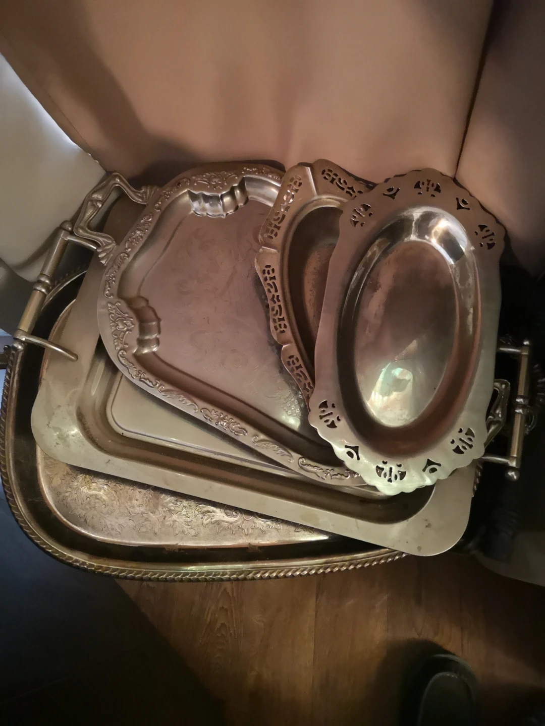 Set of 6 Silver-Plated Serving Trays