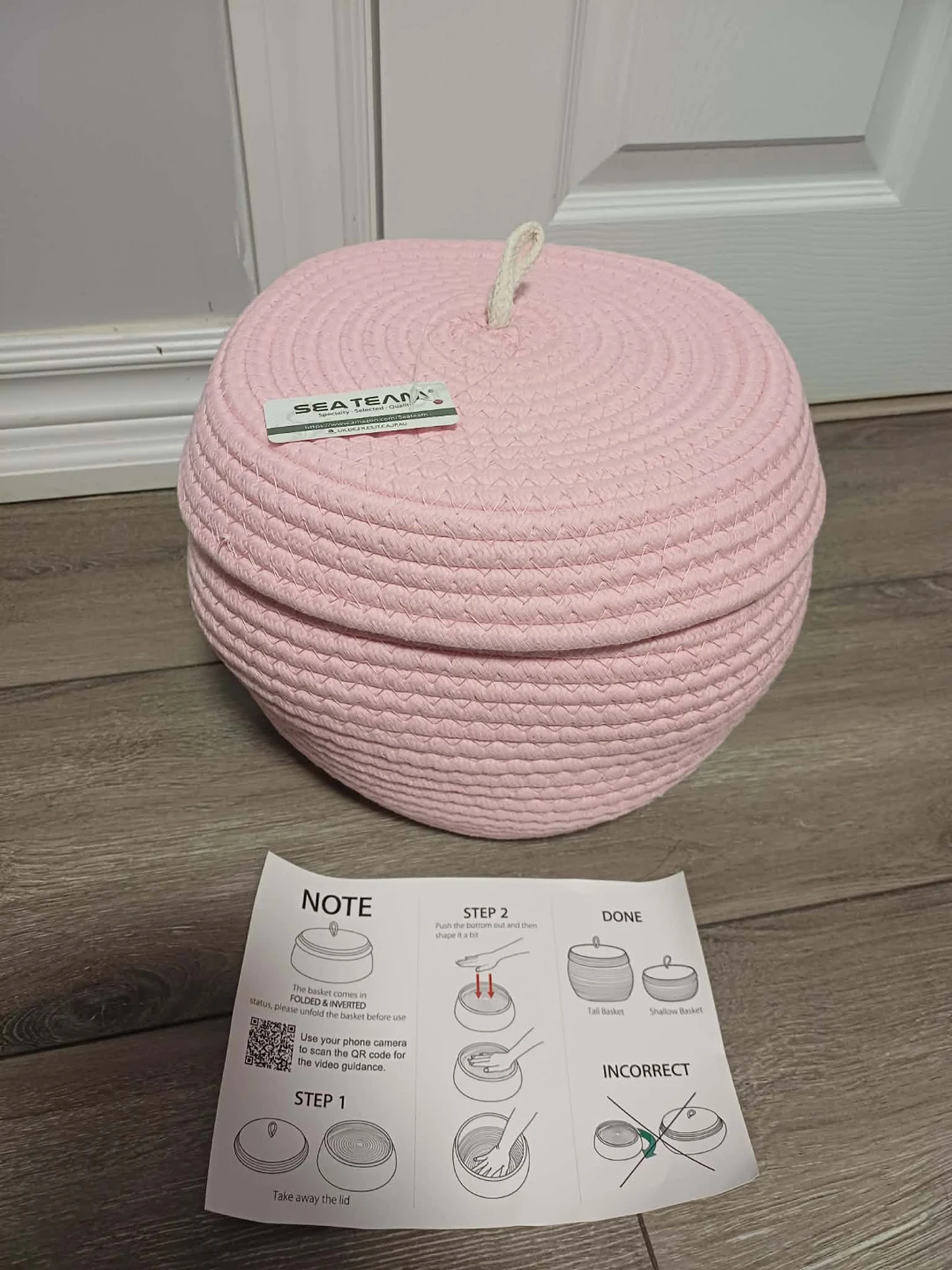 SEATEAM Rope Storage Basket with Lid - Pink - photo 2