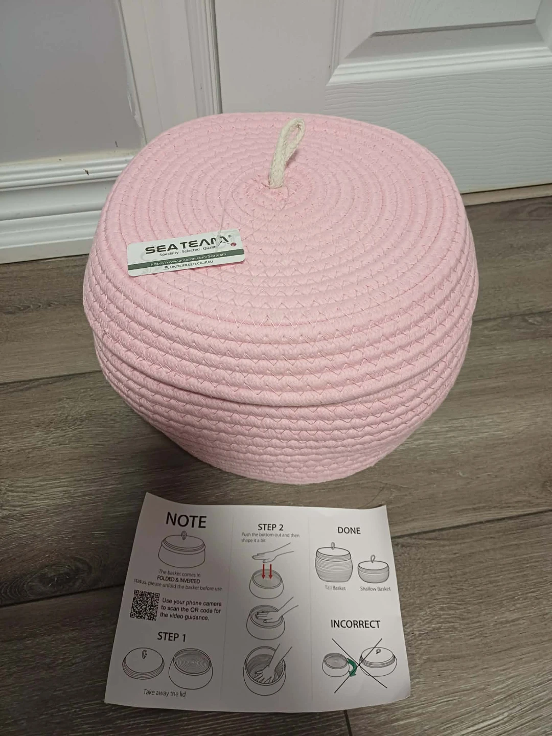 SEATEAM Rope Storage Basket with Lid - Pink - photo 3