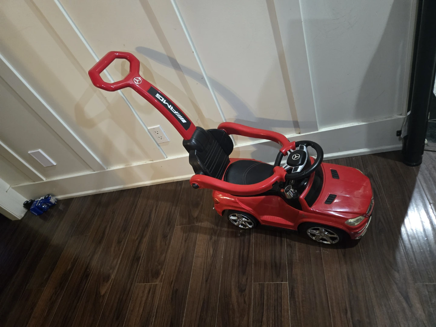 Red Mercedes-Benz AMG Ride-On Push Car with Handle