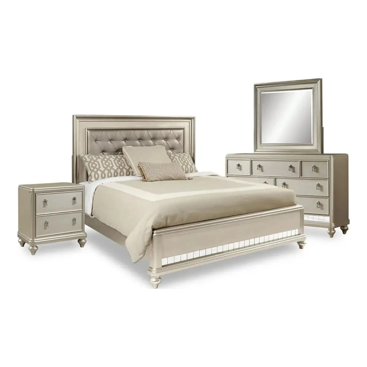 Silver 9-Drawer Dresser with Mirror - photo 2