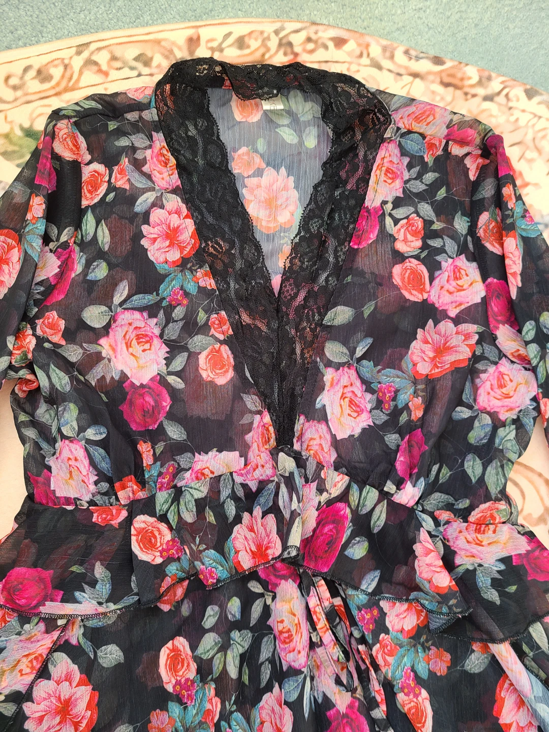 Floral Midi Dress with Lace Detail🏆 - photo 2