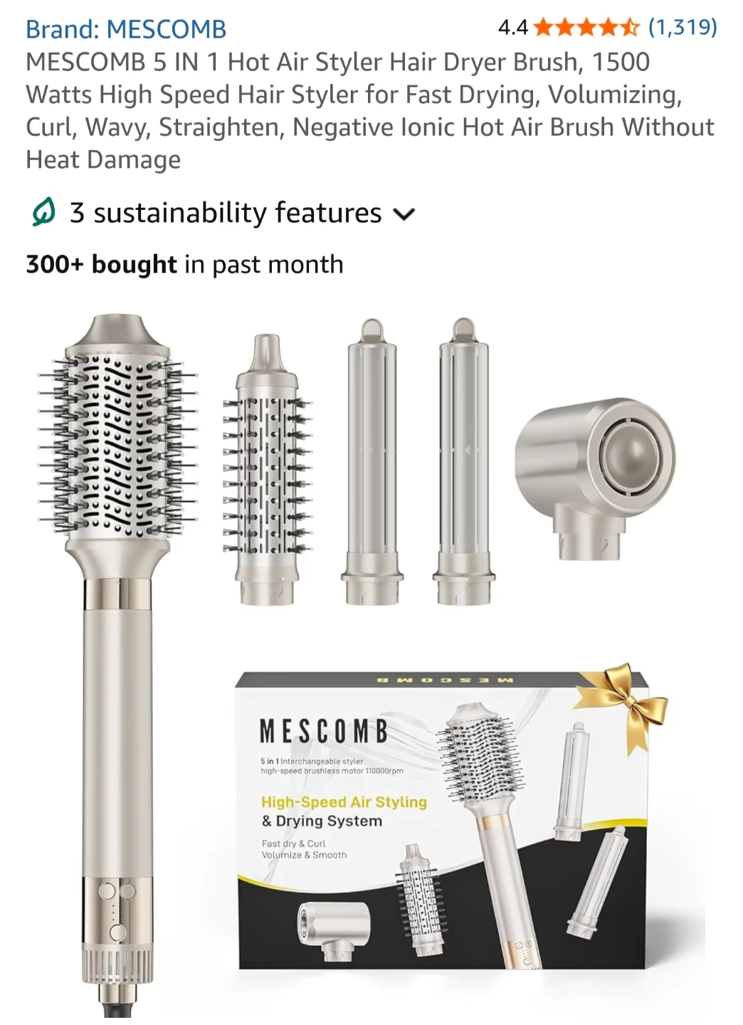 MESCOMB 5 IN 1 Hot Air Styler Hair Dryer Brush - photo 3