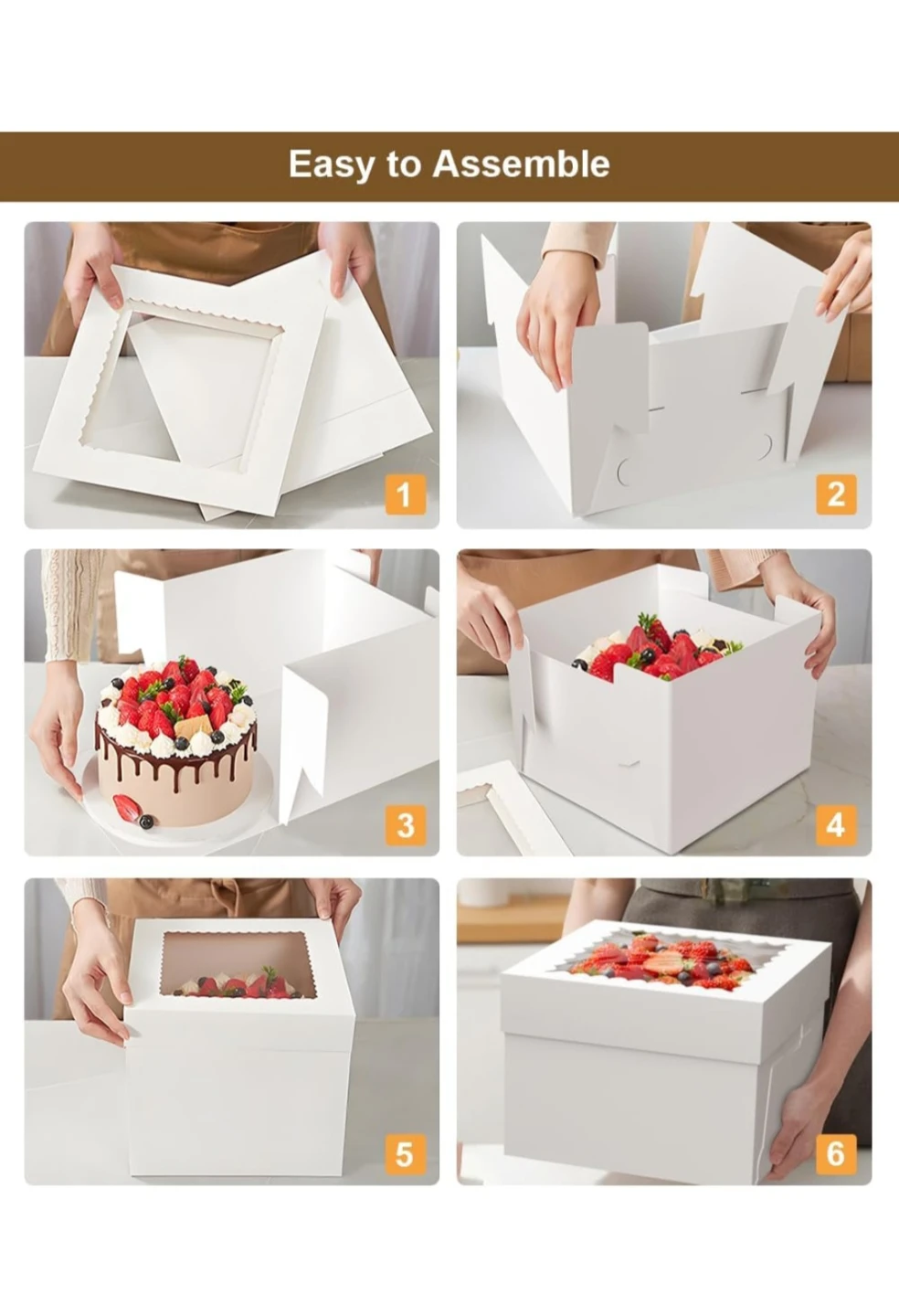 Cake Boxes with Transparent Window 10x10x8 Inch 10pcs - photo 5