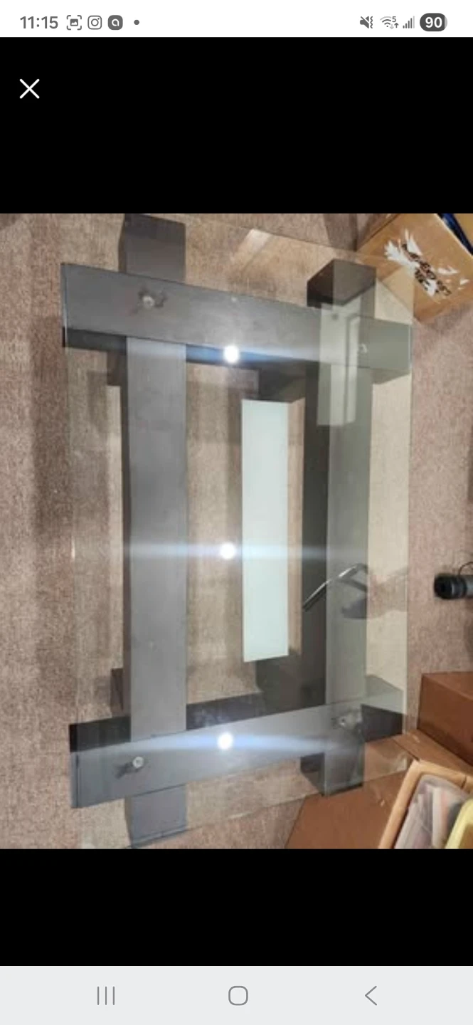 Modern Glass Coffee Table with Dark Wood-Look Base - photo 2