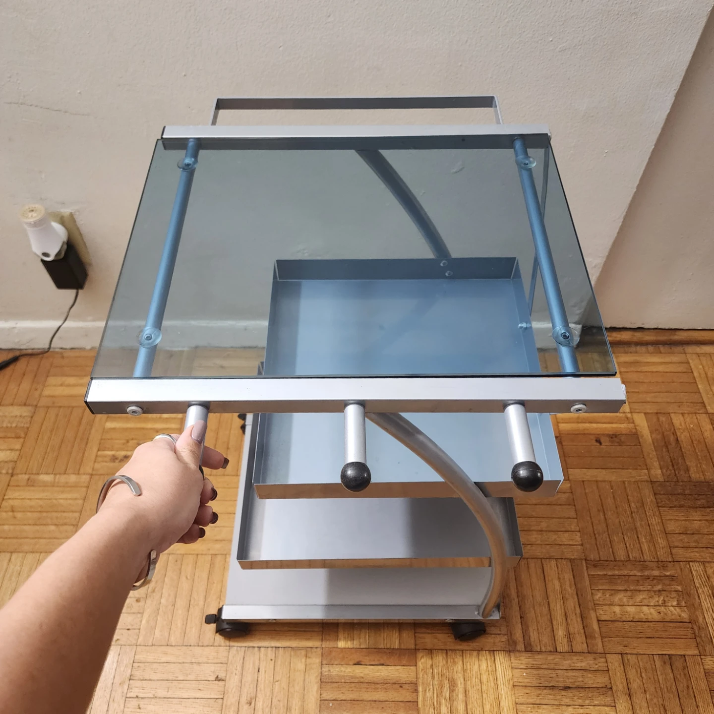 Metal and Glass Rolling Cart (For Art) - photo 5