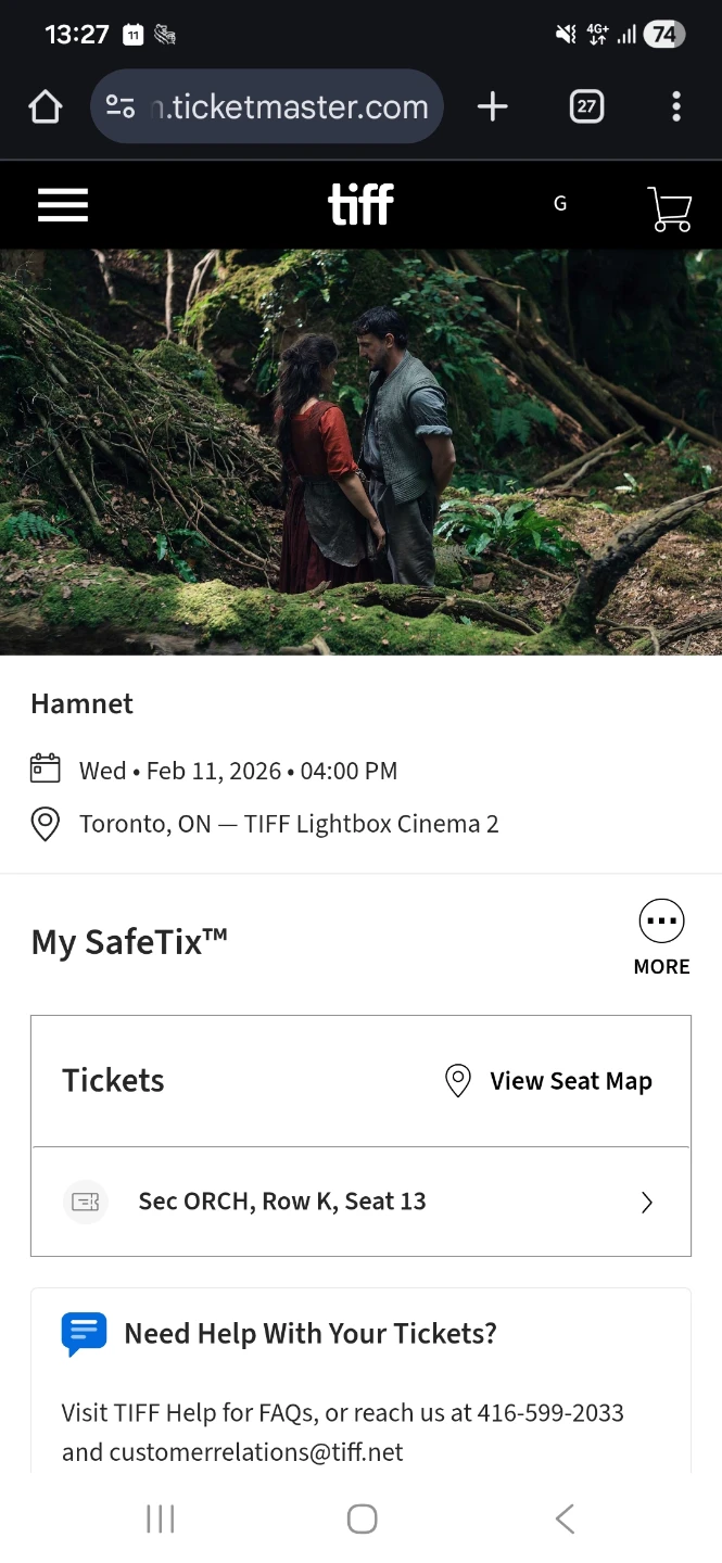 Hamnet Movie Ticket - TIFF Lightbox - Feb 11, 2026 4pm