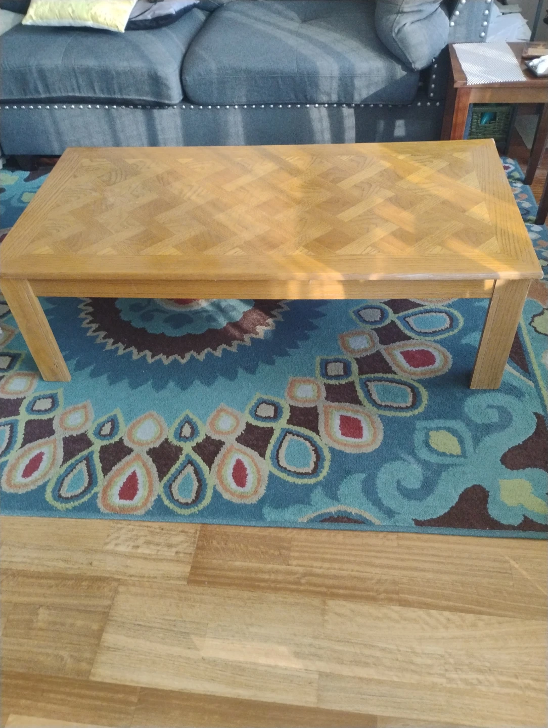 🥕Wooden Coffee Table with Parquet Top