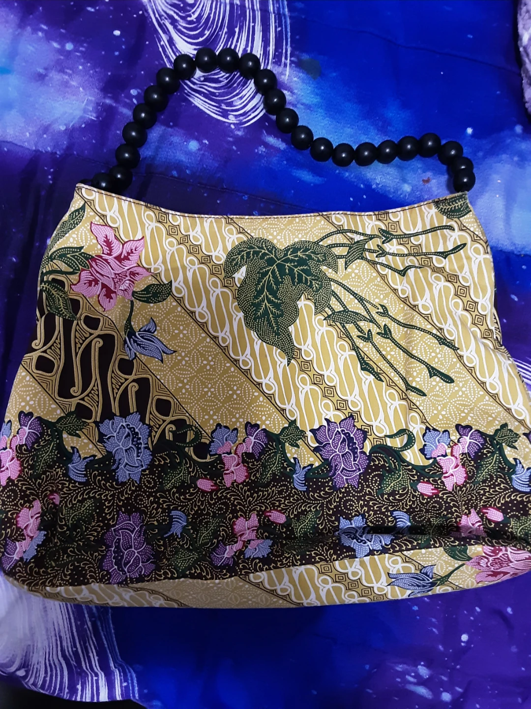 Nine West Floral Print Shoulder Bag with Beaded Handles