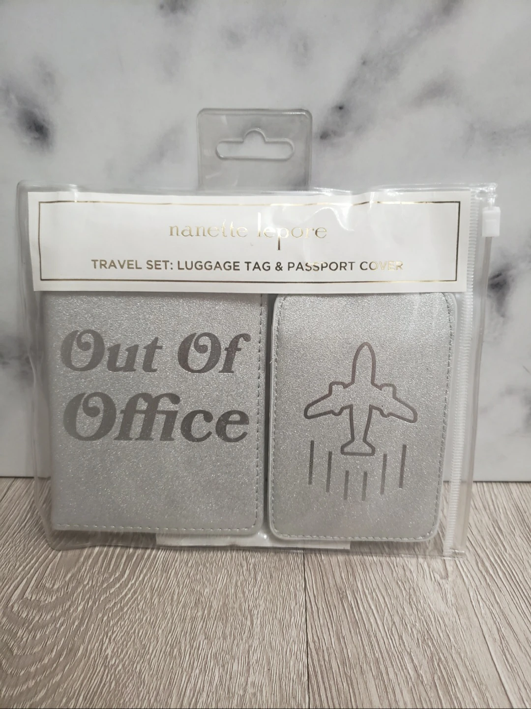 Silver Luggage Tag & Passport Cover Travel Set