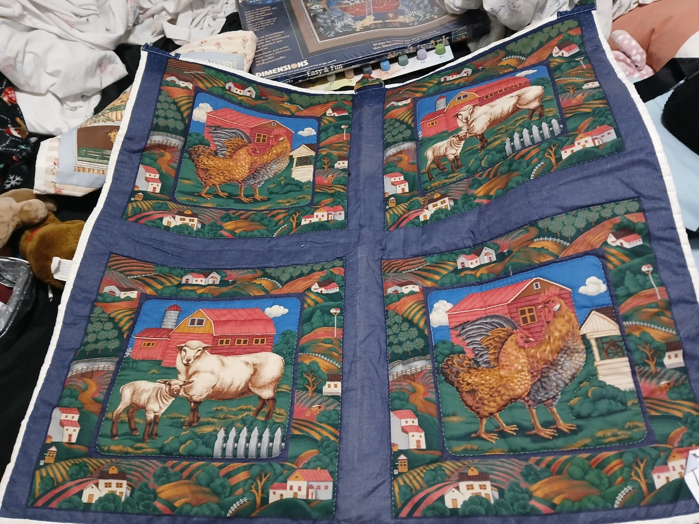 Farm Scene Quilt - Chickens and Sheep