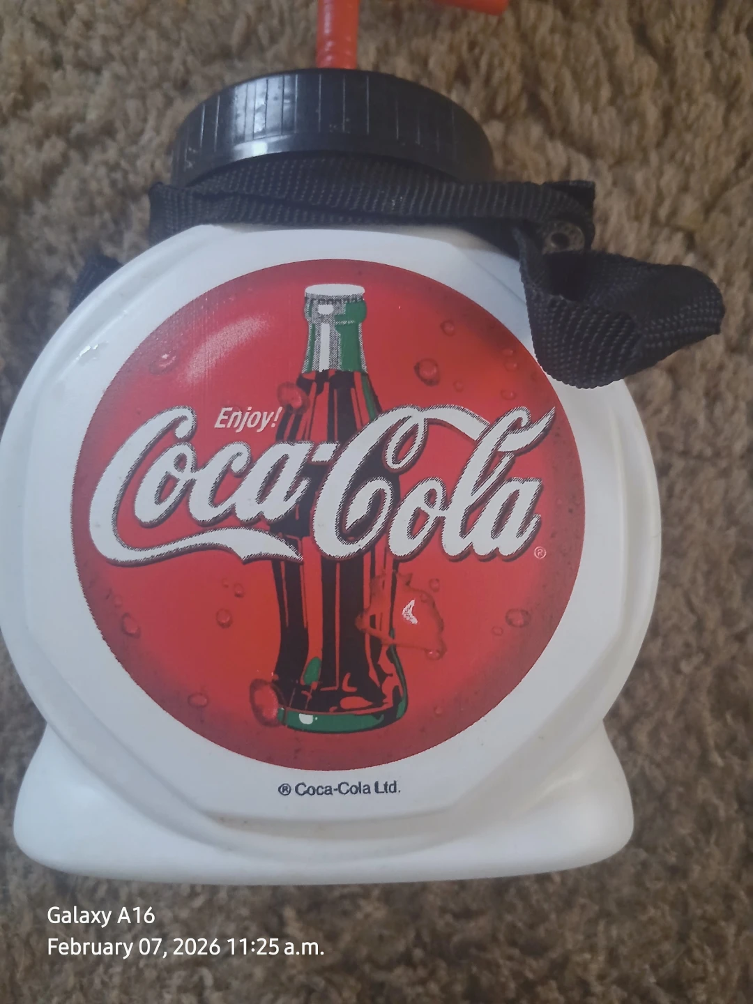 Coca-Cola White Water Bottle with Straw