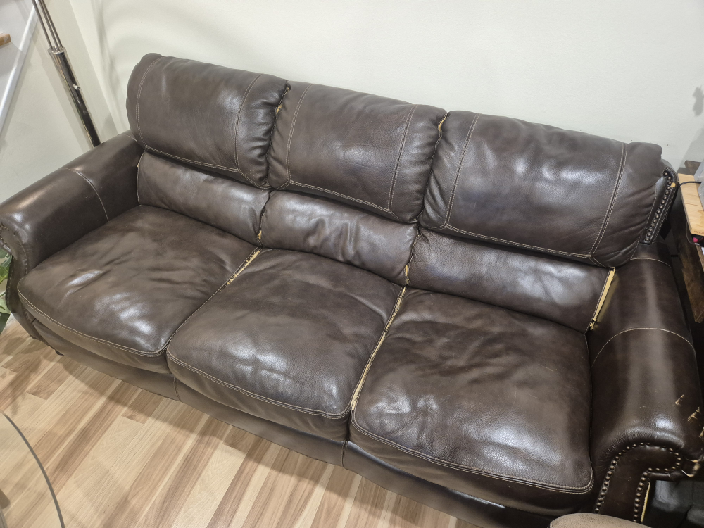 Brown Leather Sofa - 3 Seater