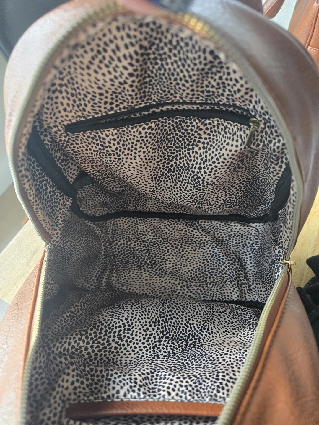Brown Faux Leather Backpack Set with Chain Detail - photo 4