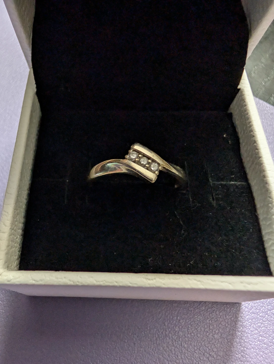 14K White Gold Ring with Diamonds