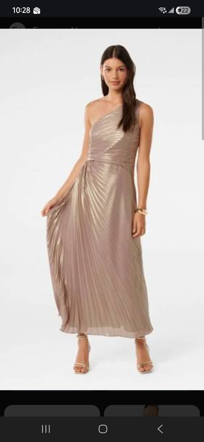 Brand New EverNew Metallic One Shoulder Dress - Soft Gold Size 6 - photo 2