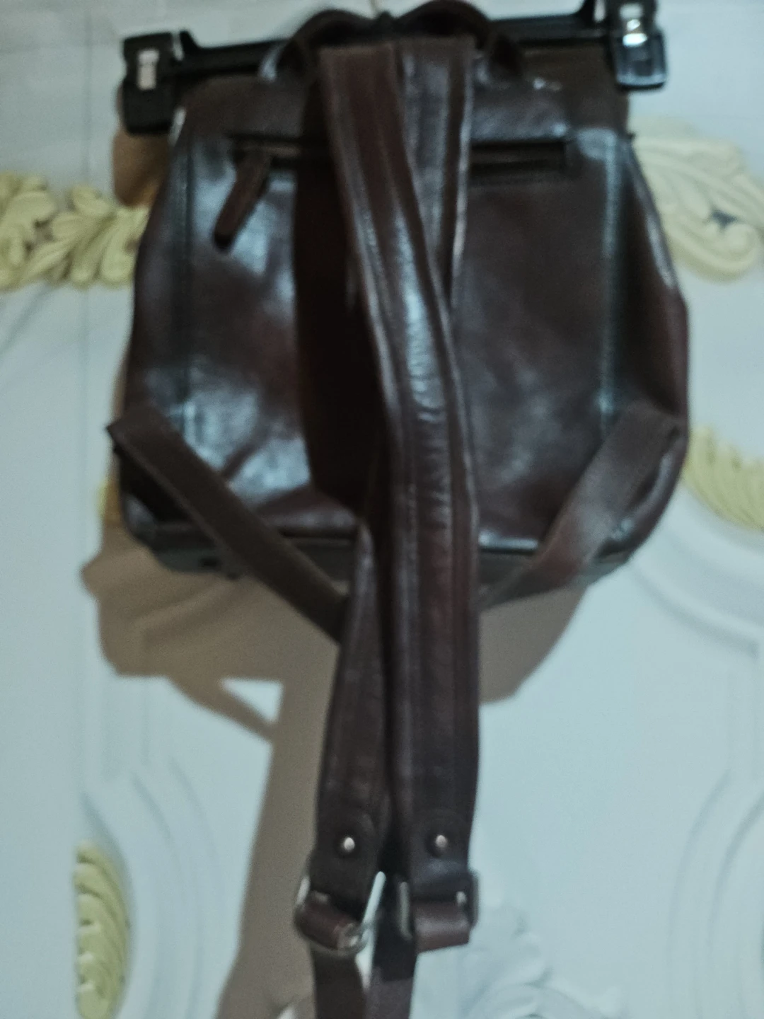 Brown Embossed Leather Backpack - photo 3
