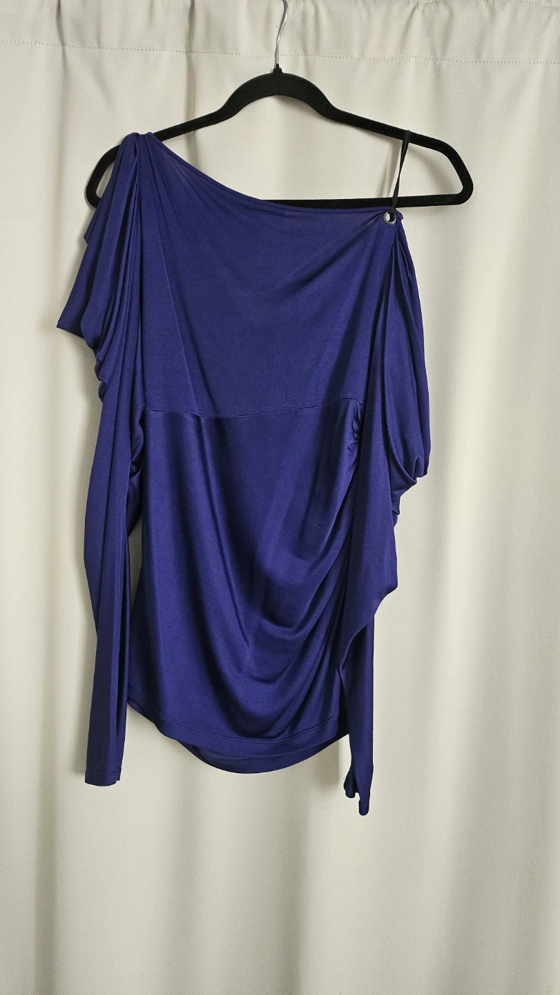 Catherine Malandrino Purple Draped One-Shoulder Top - photo 2