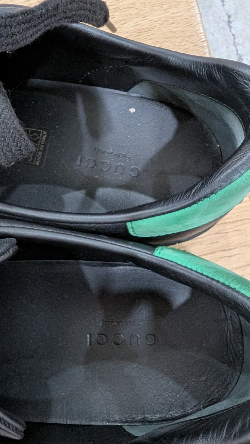 Gucci Black Leather Sneakers with Red Green Stripe - photo 3