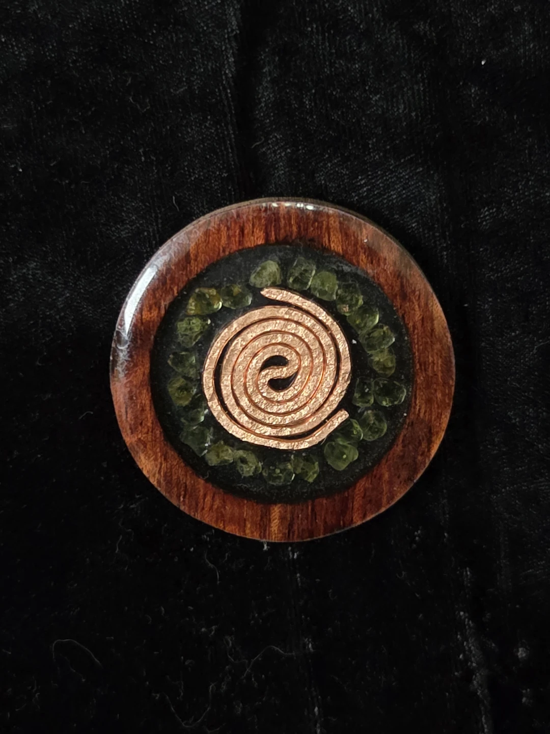 Hand made - Orgone Energy Pendant with Copper Coil and Peridot