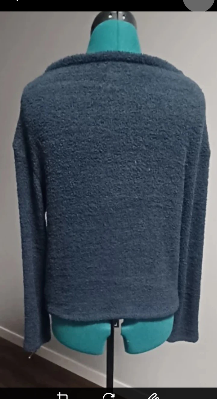 Blue Textured Crew Neck Sweater - photo 2
