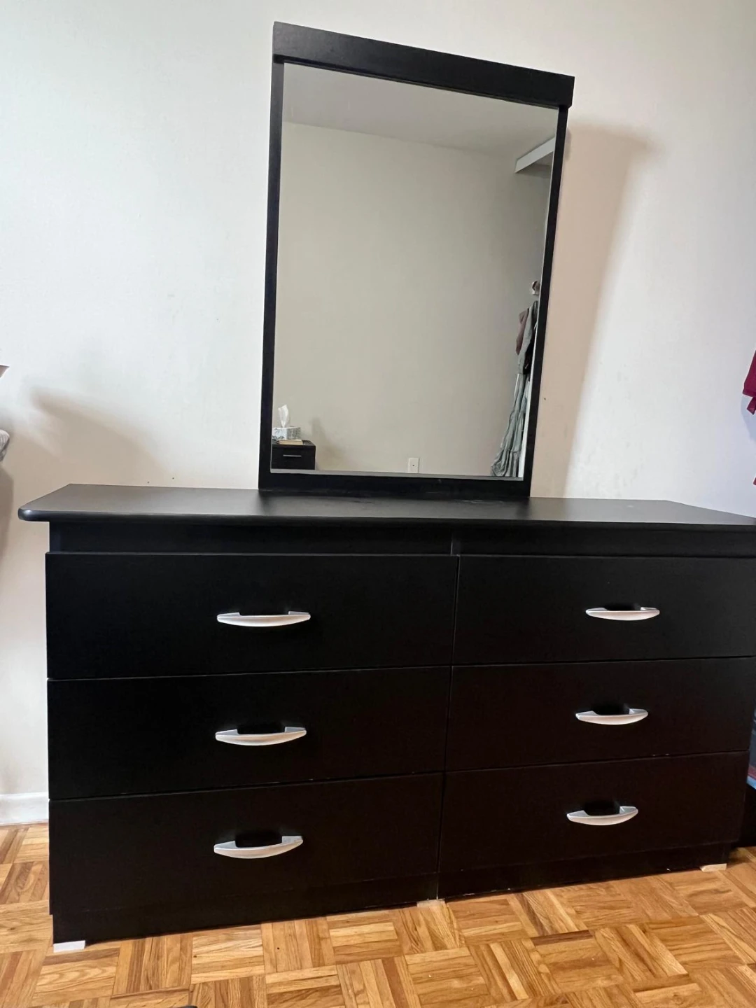Black 6-Drawer Dresser with Mirror - photo 2