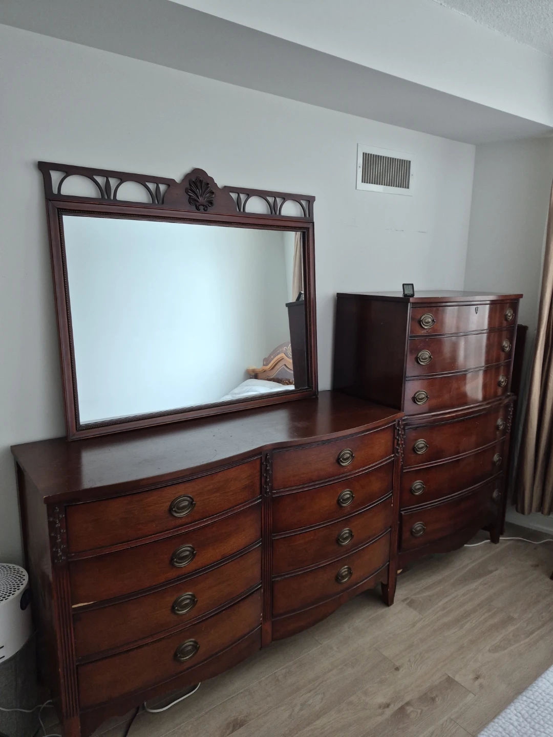 Vintage Dark Wood Dresser with Mirror - photo 2